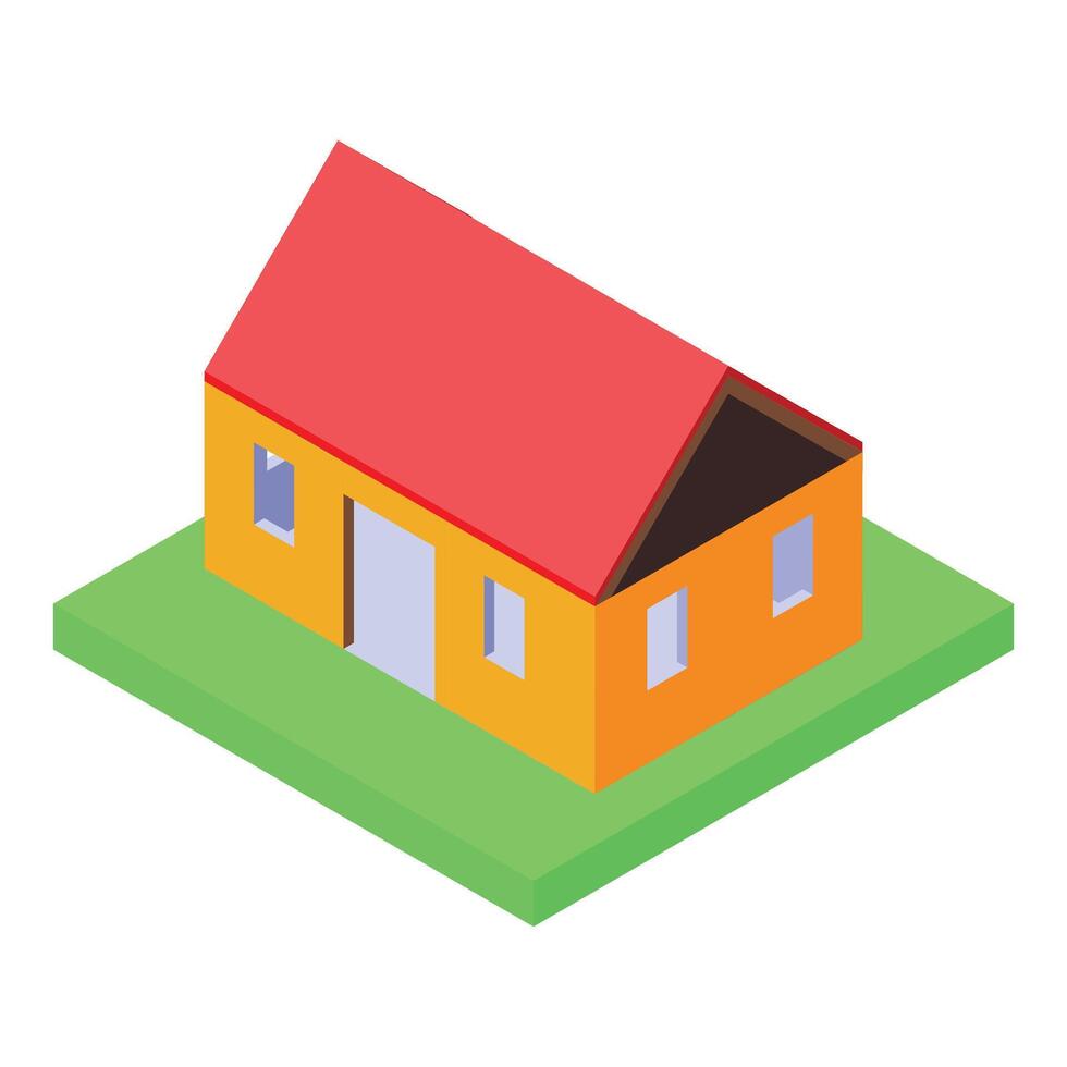 Construction company is building a family house with red roof vector