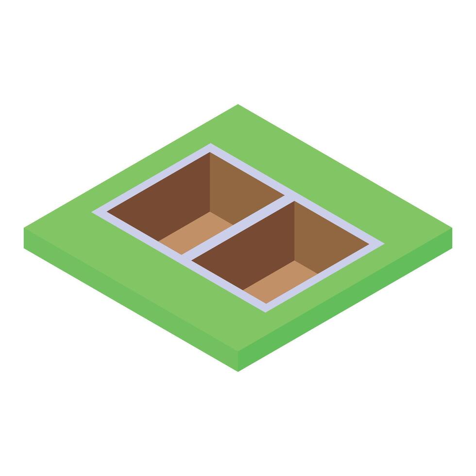 Foundation of house under construction with concrete base for walls in isometric view vector