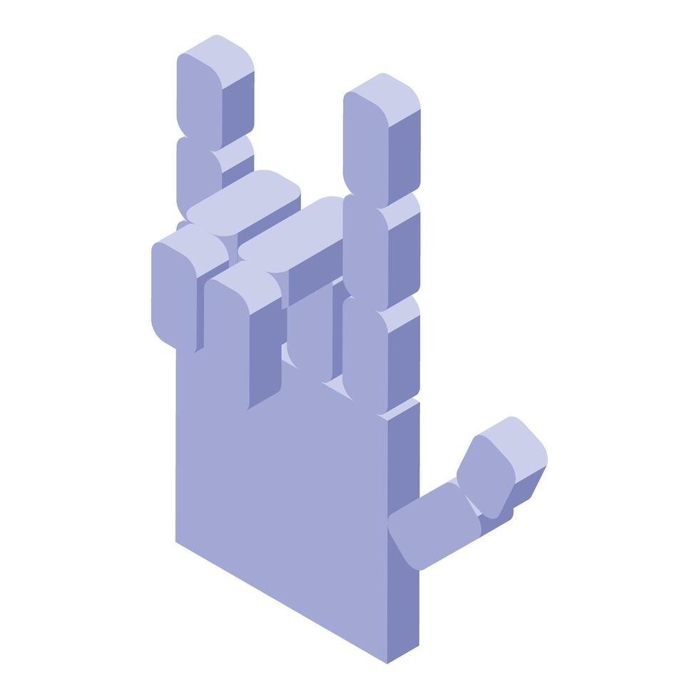 Pixelated hand showing rock and roll sign isometric icon vector