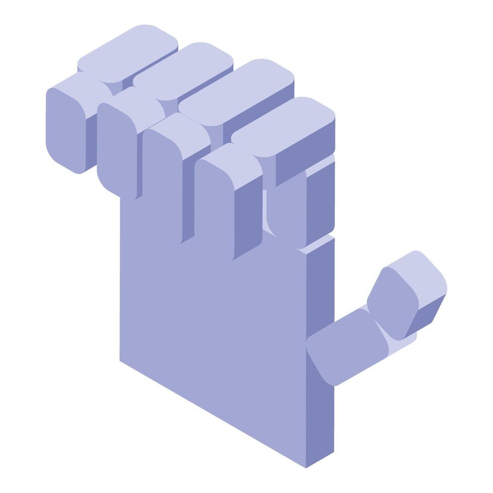Blue isometric hand showing number one gesture vector