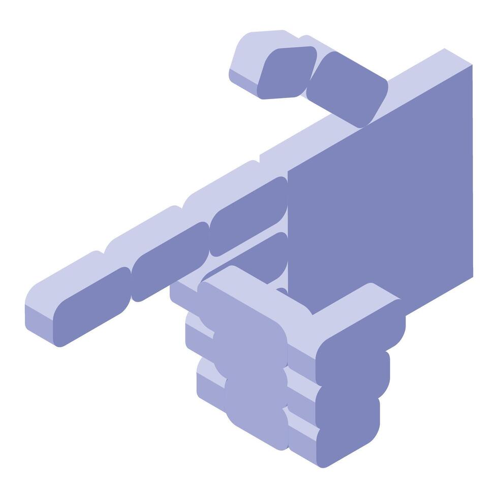 Isometric hand pointing gesture communicating direction vector