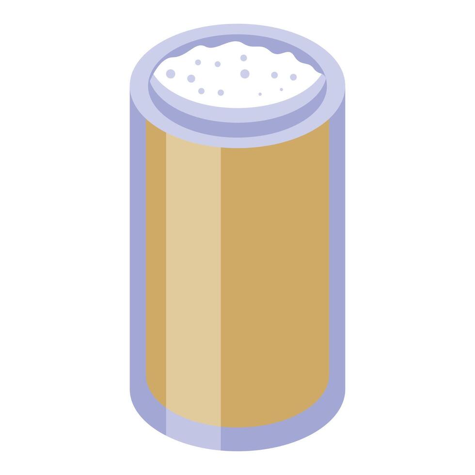 Tall glass of beer with foam isometric icon vector