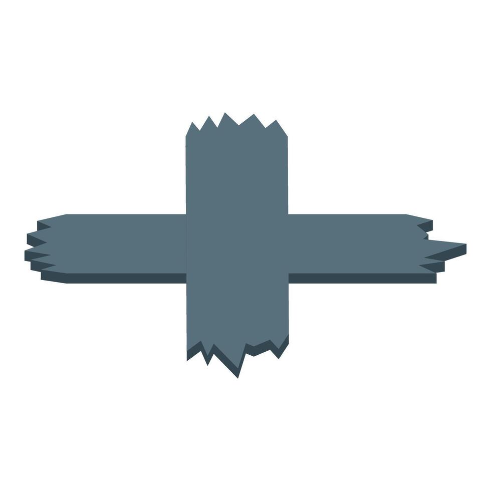 Gray duct tape forming a cross shape on white background vector