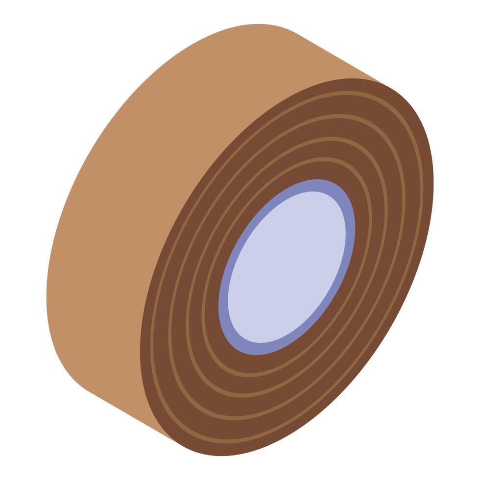 Brown duct tape roll isometric view vector