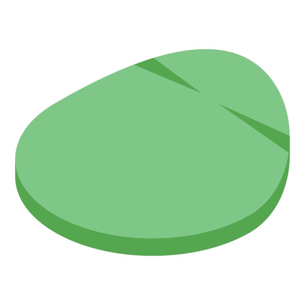 Green round pill isometric medicine icon vector