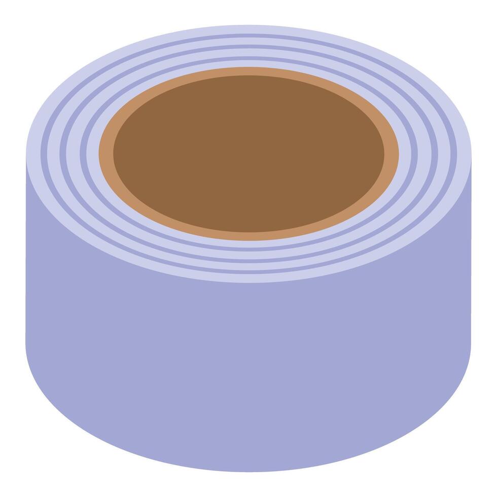 Blue duct tape roll standing up isometric view vector