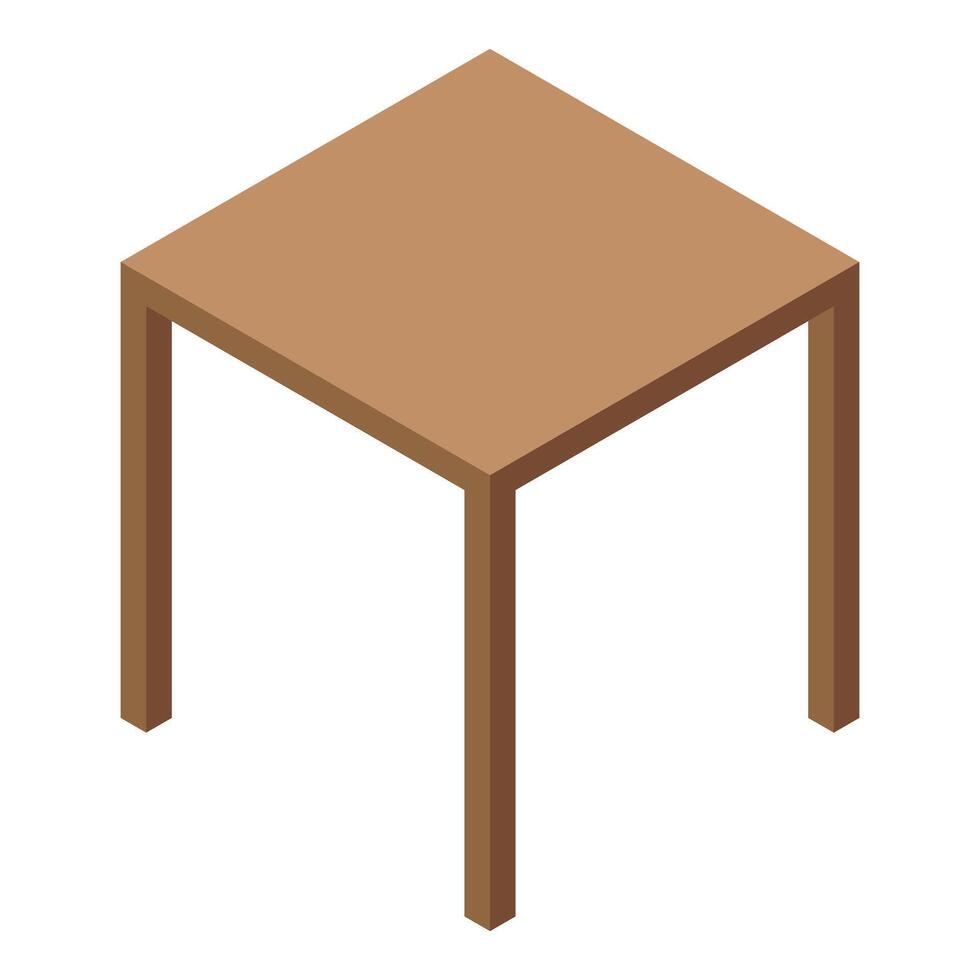 Square table standing on four legs isometric view vector