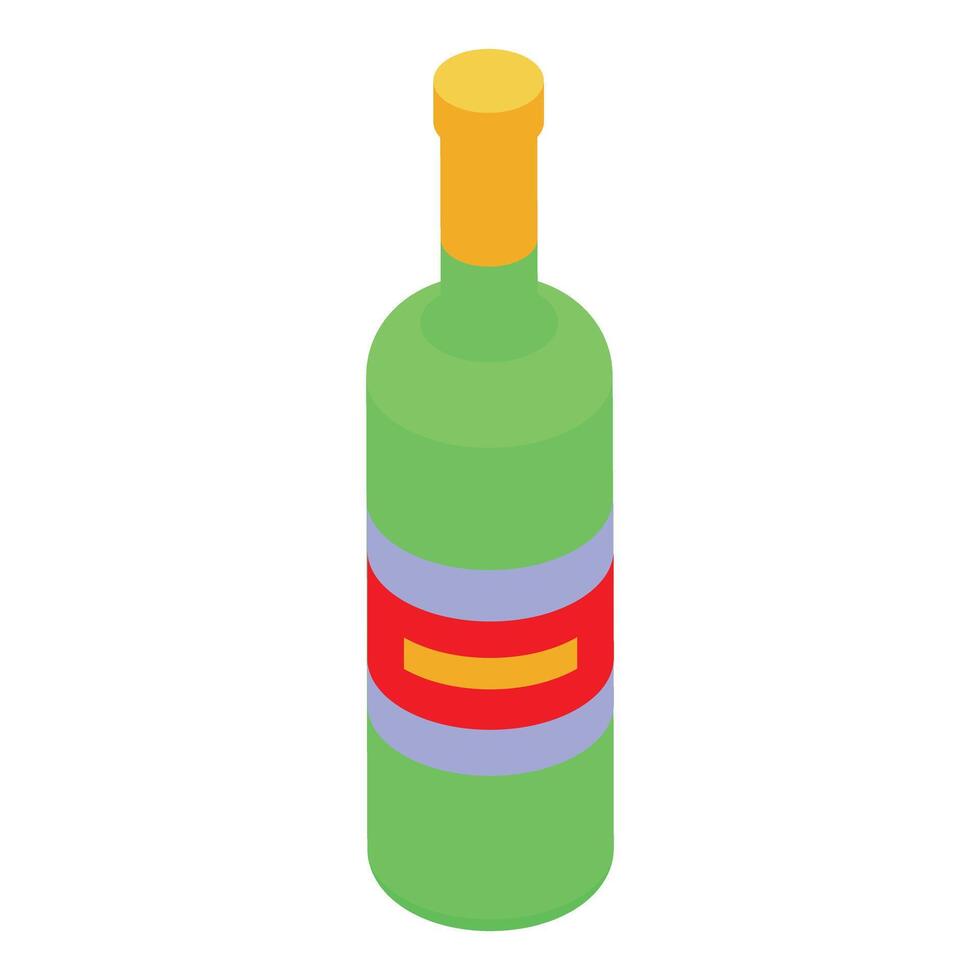Green wine bottle is standing on white background vector