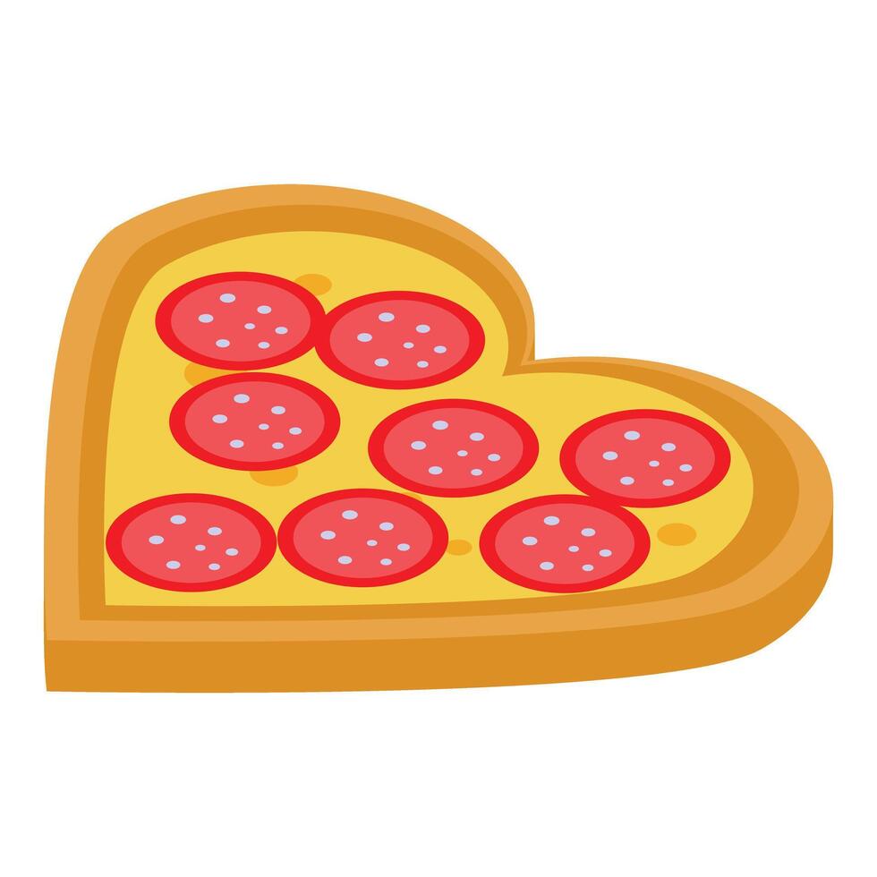 Delicious heart shaped pizza with pepperoni is waiting for you vector