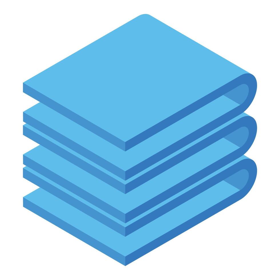 Stack of fabric material folded and laying flat isometric icon vector