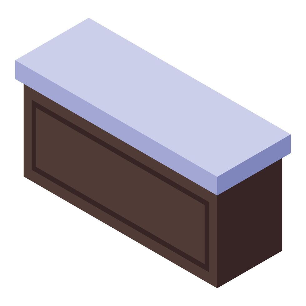 Wooden bar counter with granite top isometric icon vector