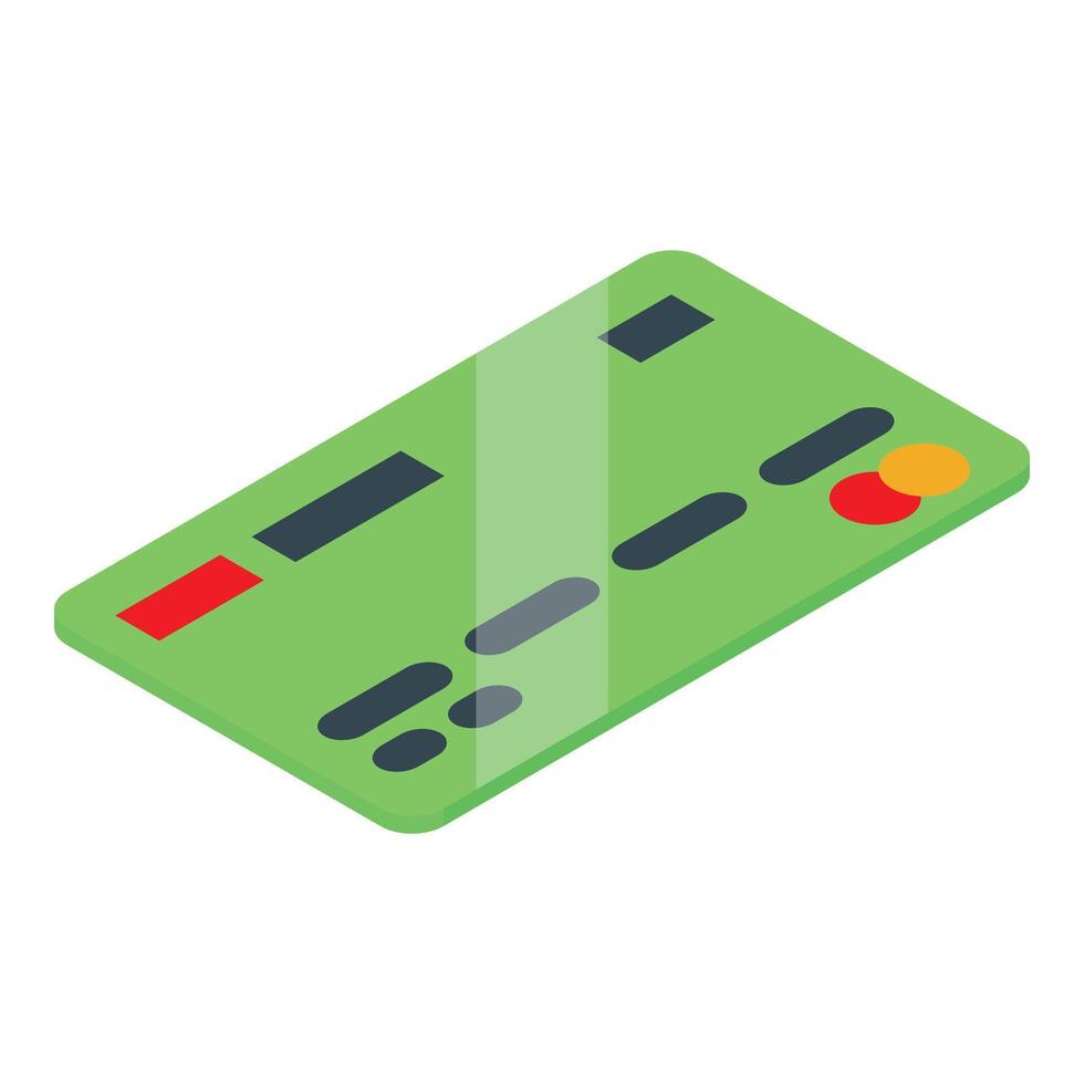 Green credit card lying on a white background vector