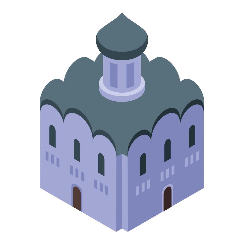 Isometric church building representing religion and spirituality vector