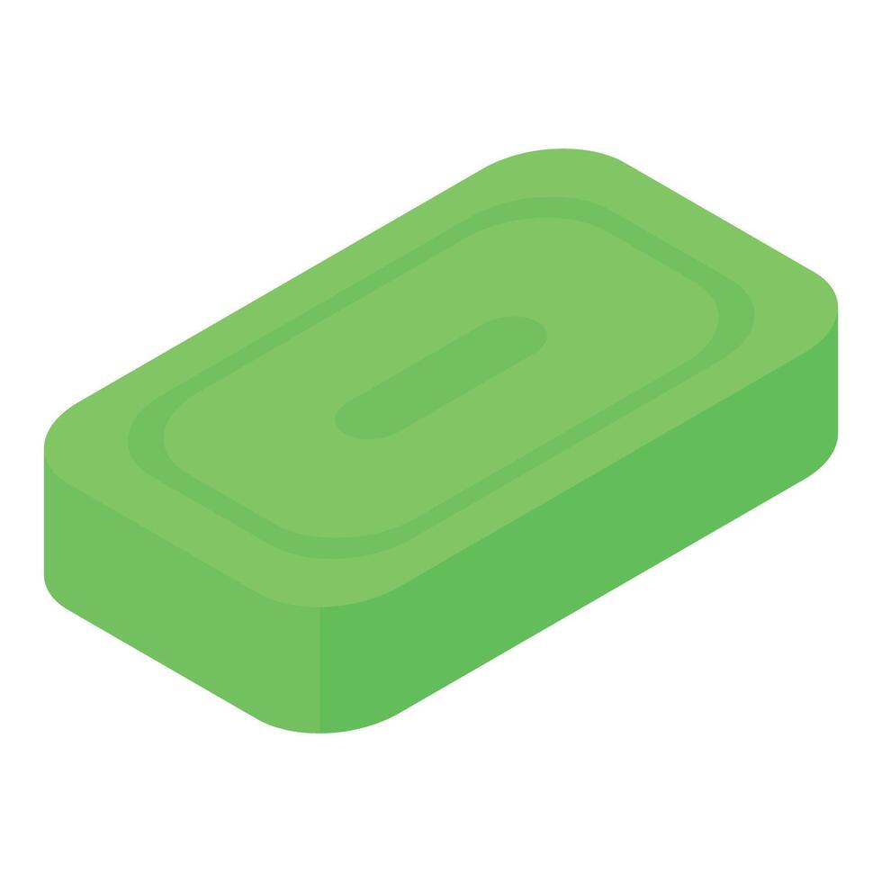 Green soap bar lying on white background vector