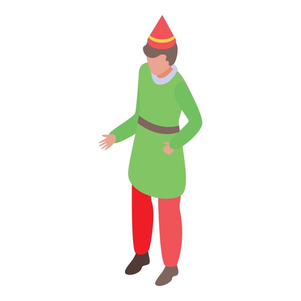 Young man wearing elf costume is gesturing with his hands vector