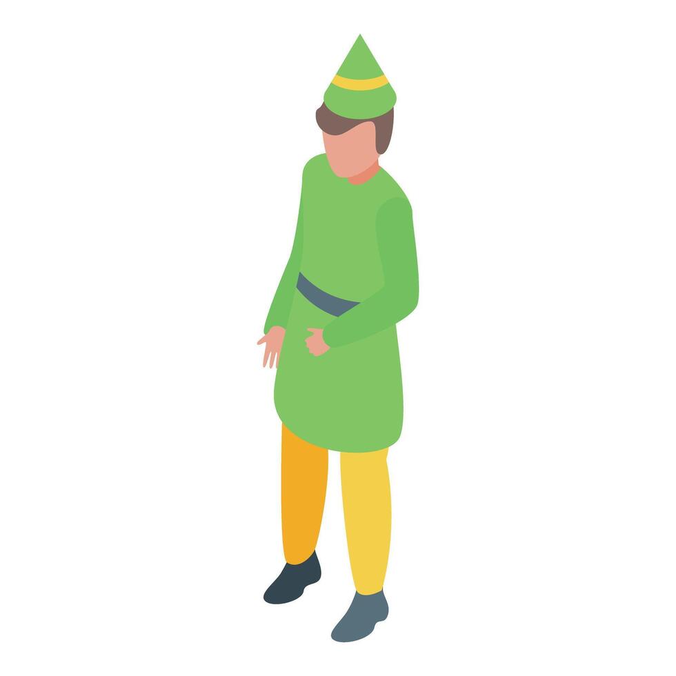 Young elf standing is wearing green costume vector