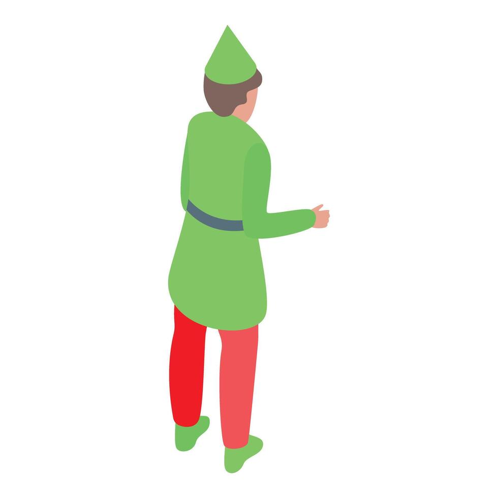 Christmas elf walking away isometric view vector