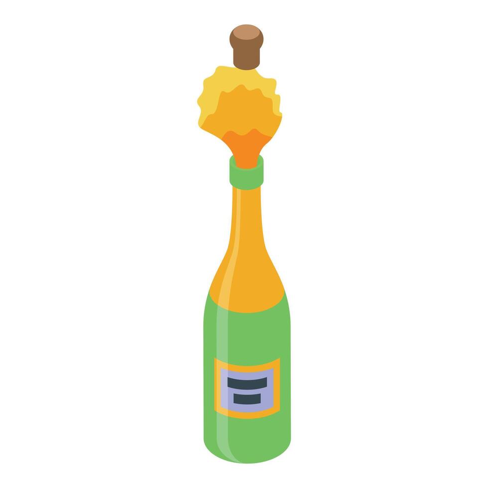 Champagne bottle is popping cork with golden confetti explosion vector