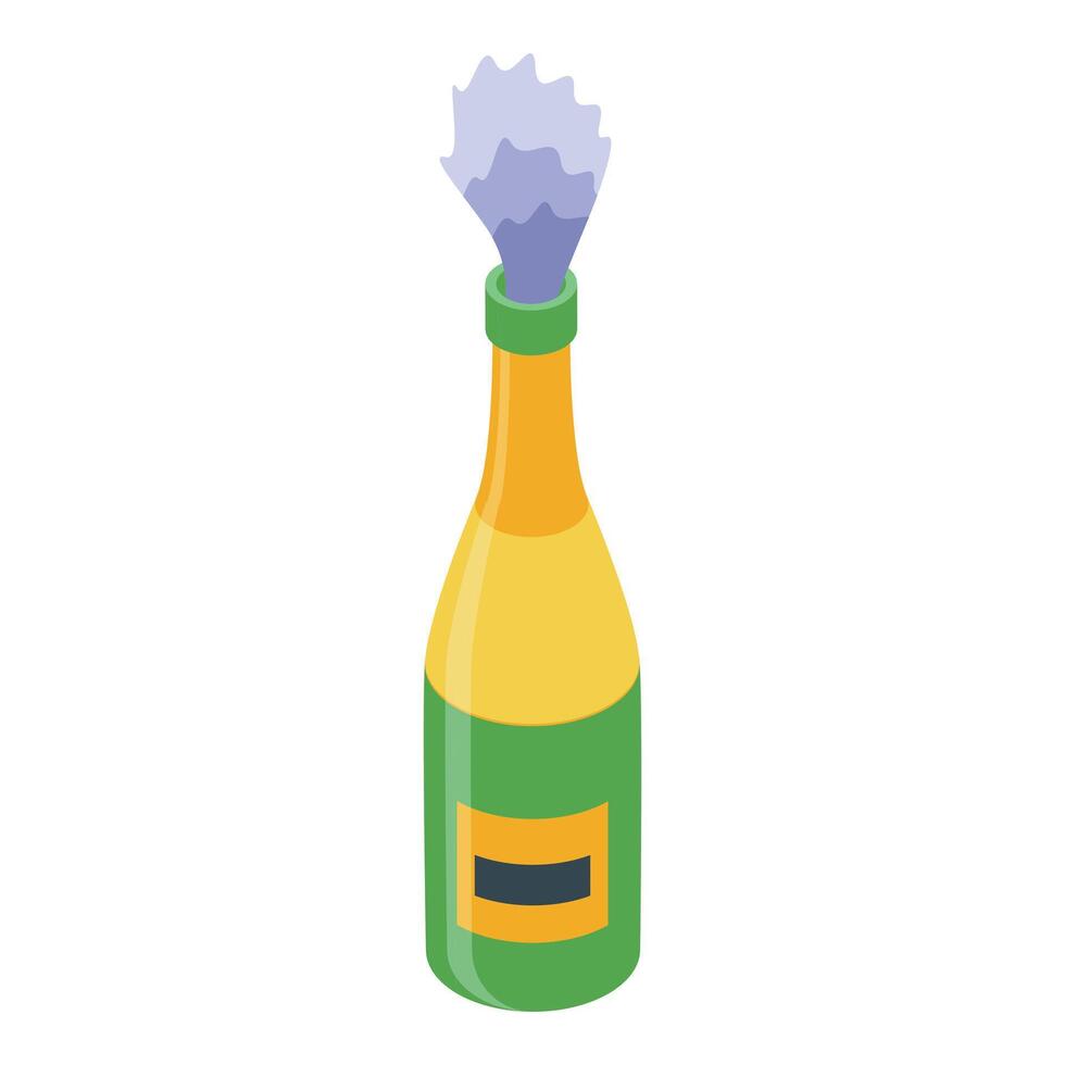 Champagne bottle popping cork with exploding wine cork vector