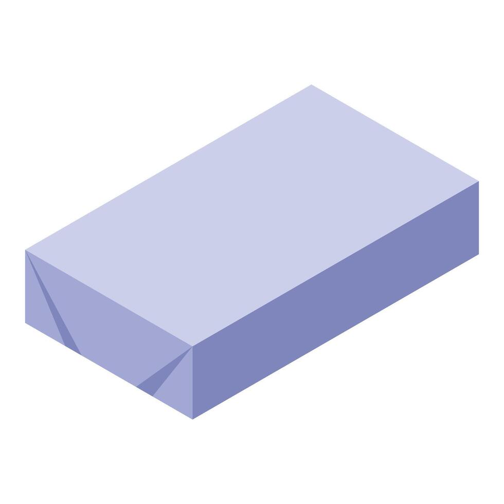 Closed rectangular cardboard box mockup lying isometric view vector