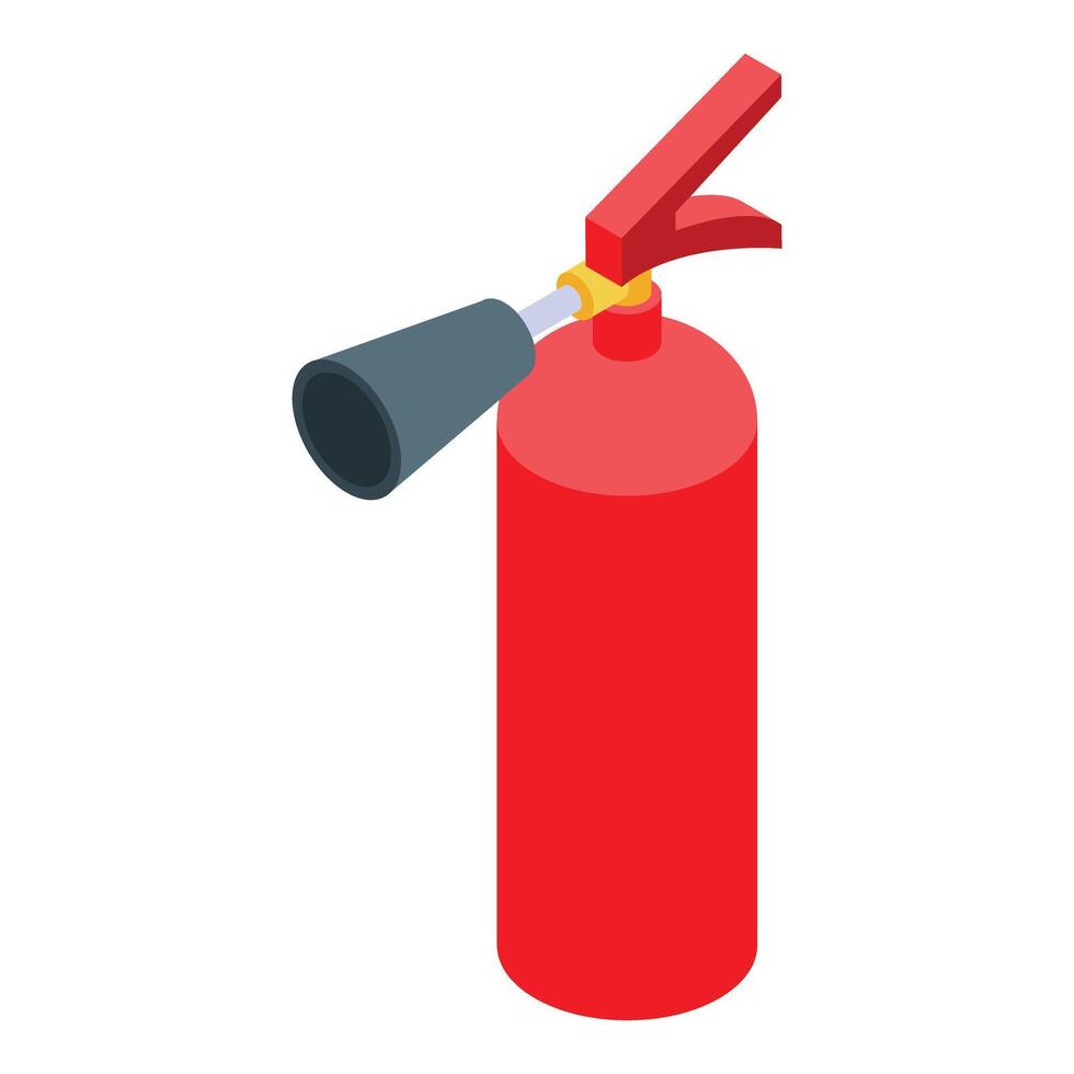 Red fire extinguisher preventing house fire damage isometric view vector