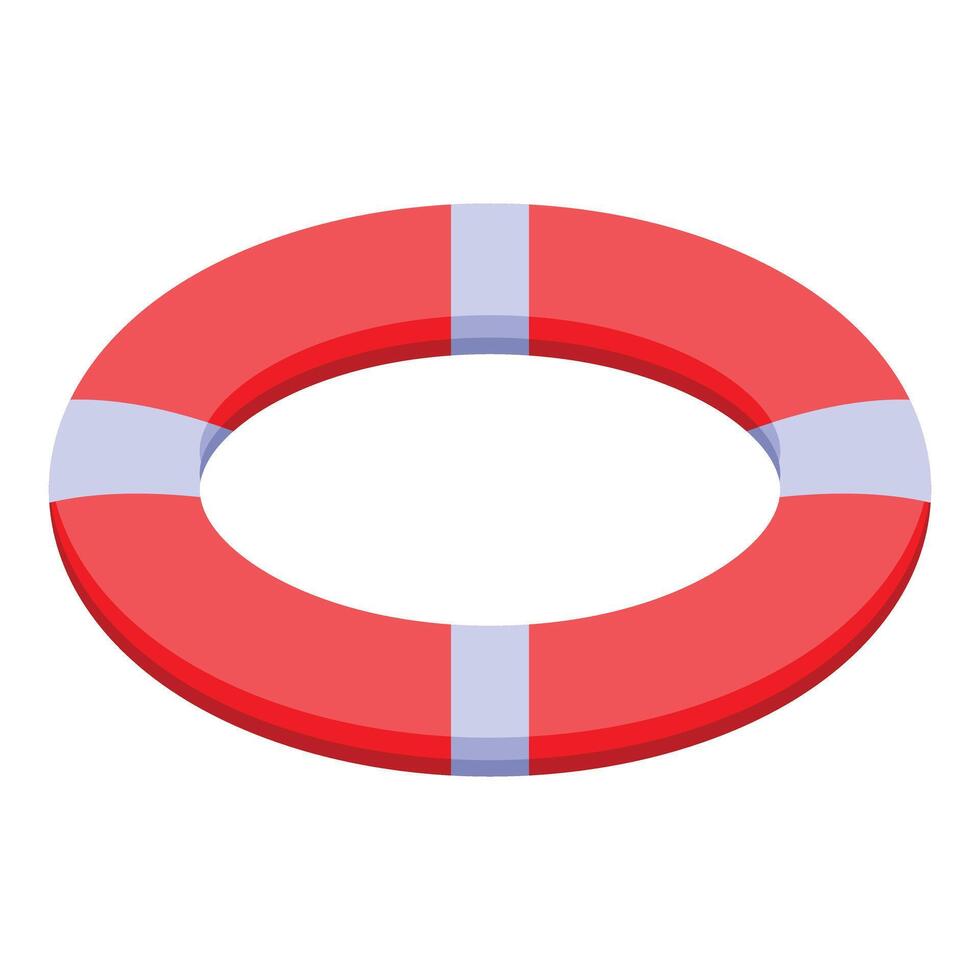 Red and white lifebuoy floating on a transparent background vector