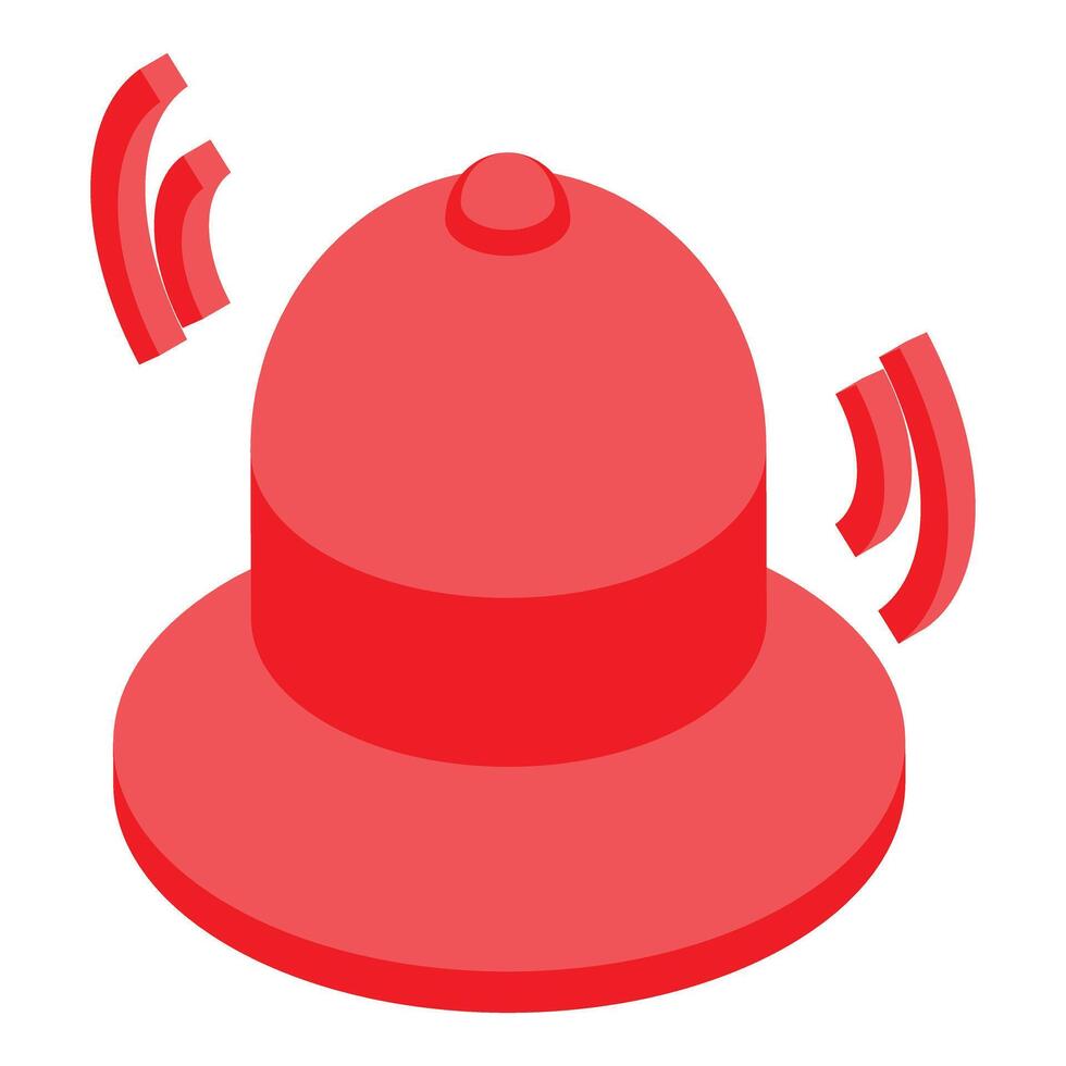 Red notification bell ringing isometric icon vector