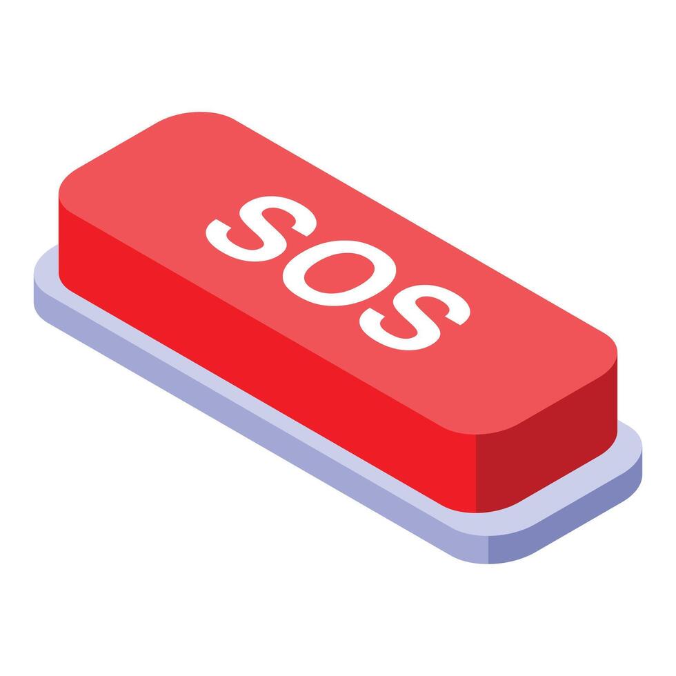 Red button showing sos signal for emergency vector