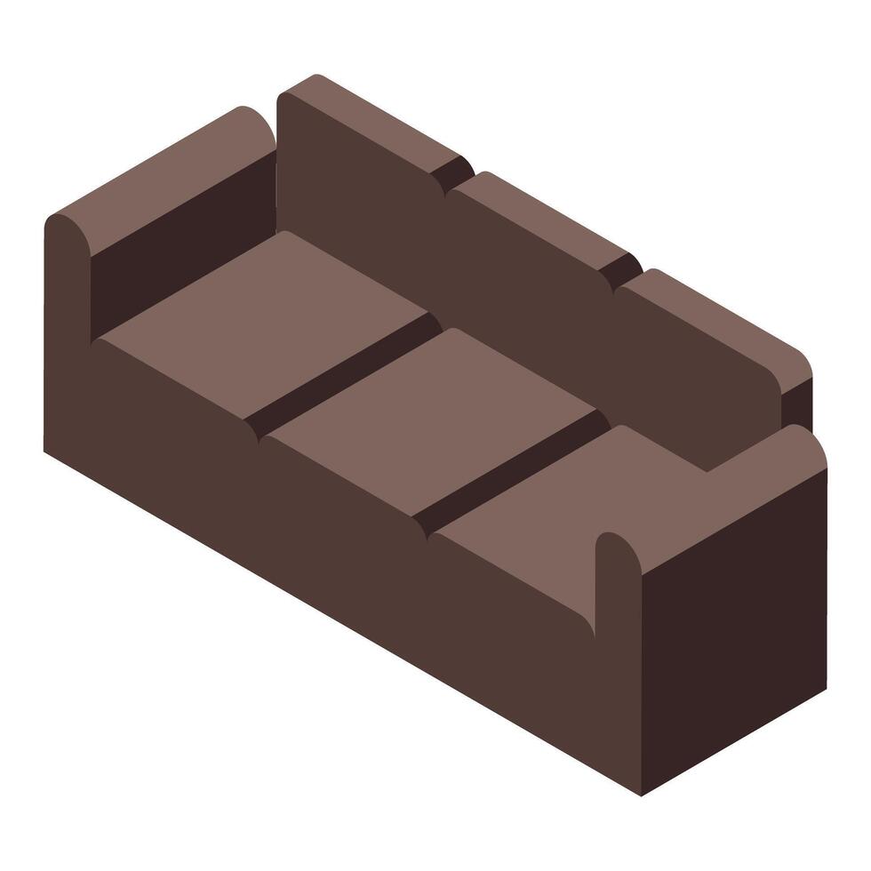 Brown leather sofa isometric style isolated on white vector