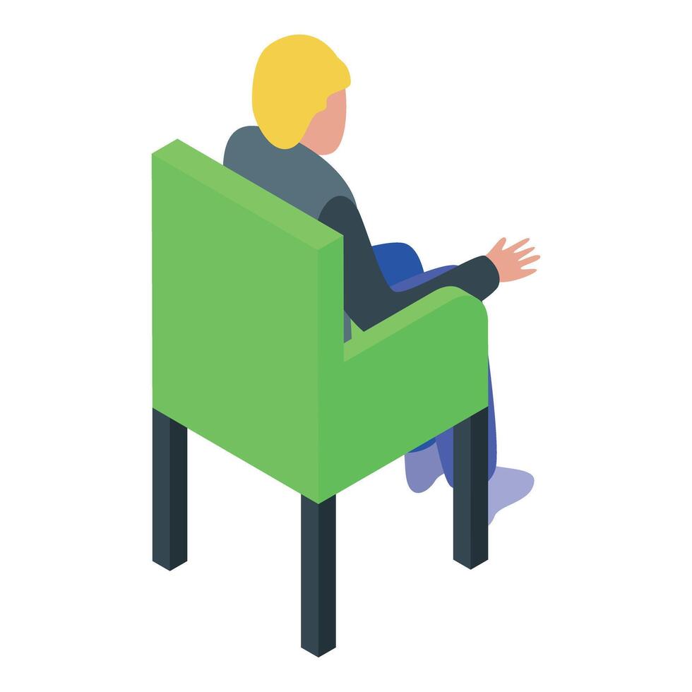 Businessman sitting on armchair gesturing isometric icon vector