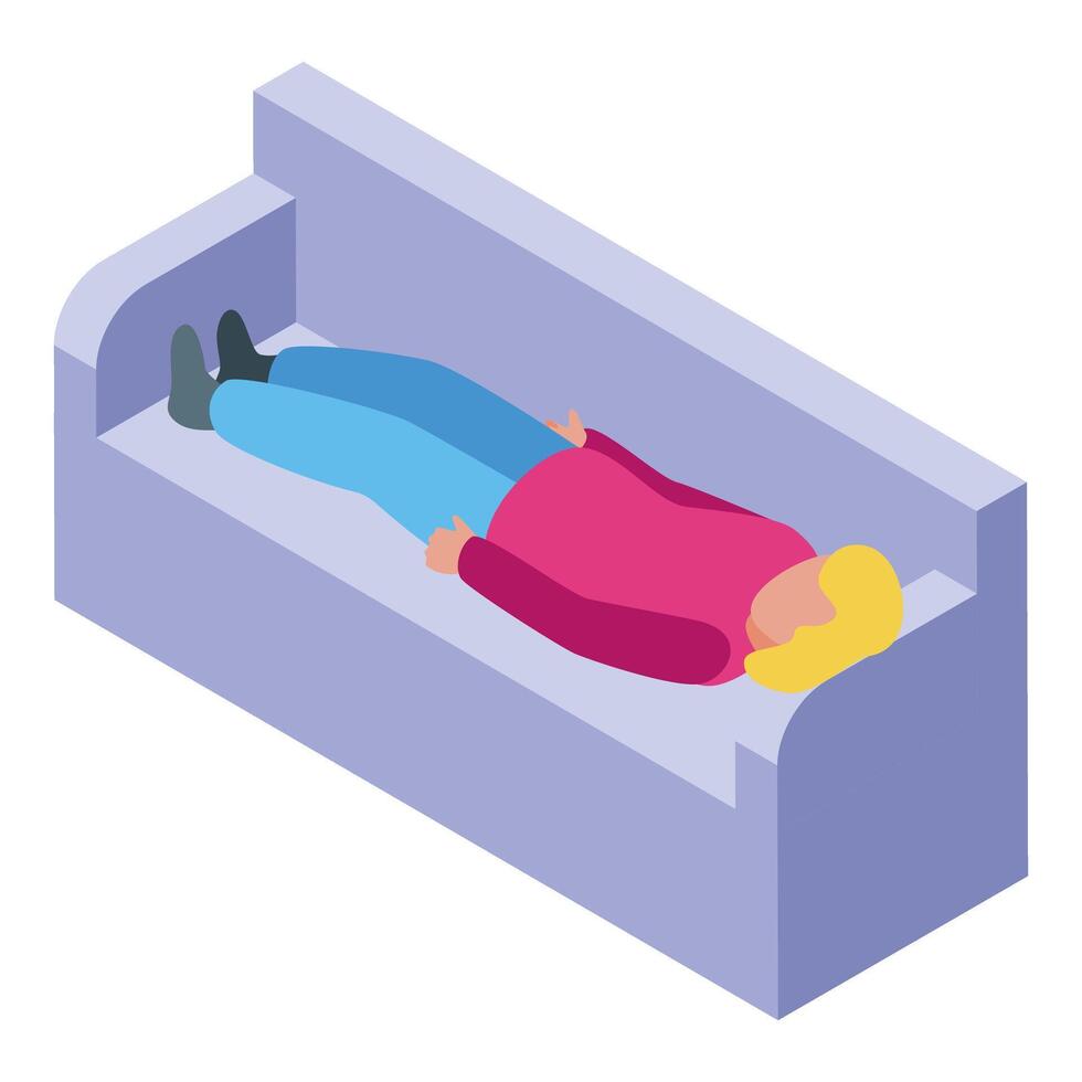 Young woman lying comfortably on a sofa at home vector