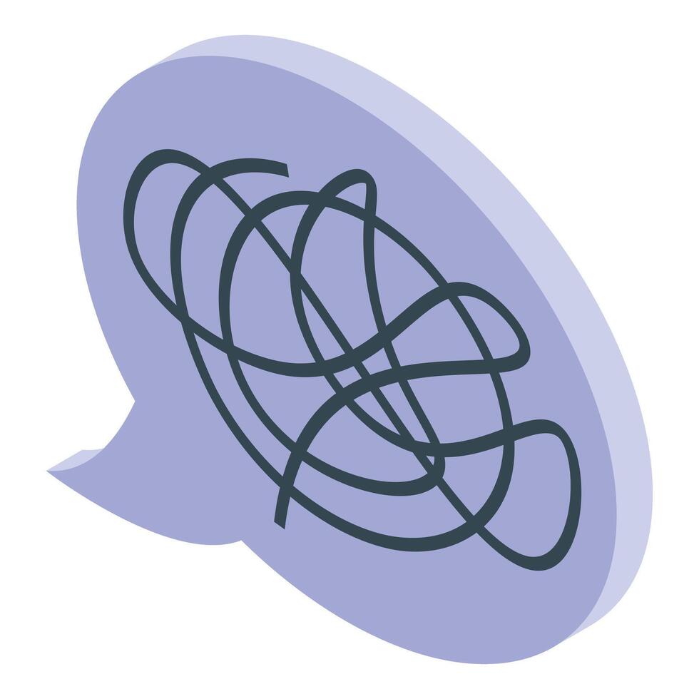 Speech bubble showing tangled lines representing confused thoughts vector