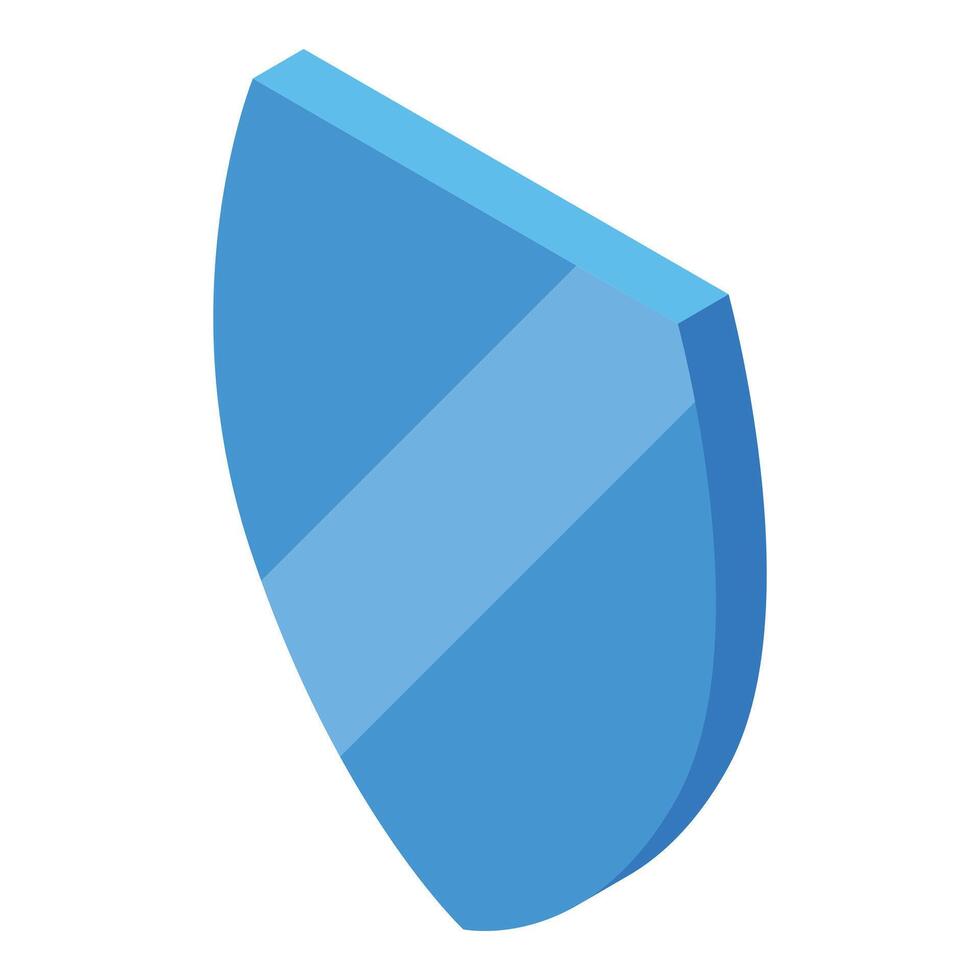 Blue shield protecting providing security with isometric design vector
