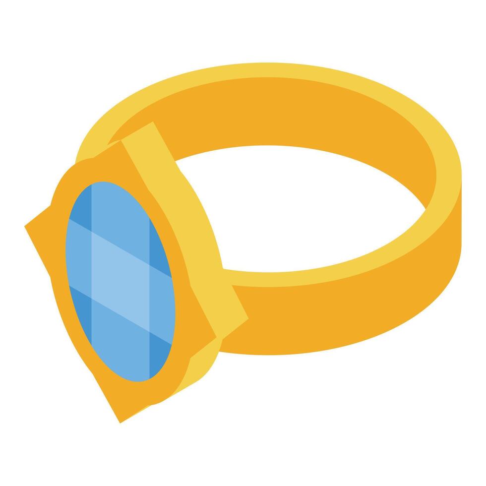 Gold ring with blue gemstone embellishment is glittering brightly vector