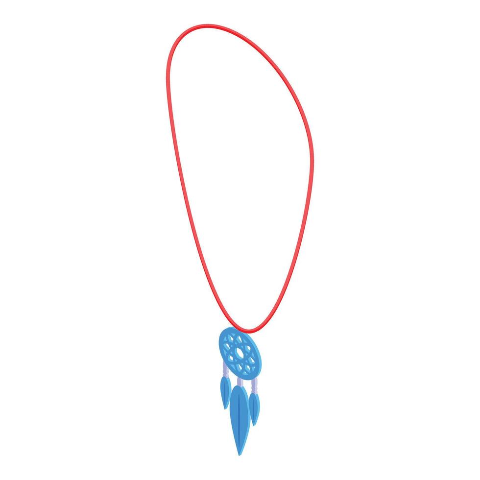 Blue dreamcatcher hanging on red string is symbolizing hope and good dreams vector
