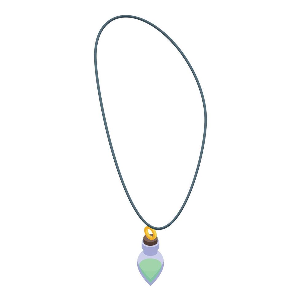 Magic potion pendant hanging on a string isometric icon vector