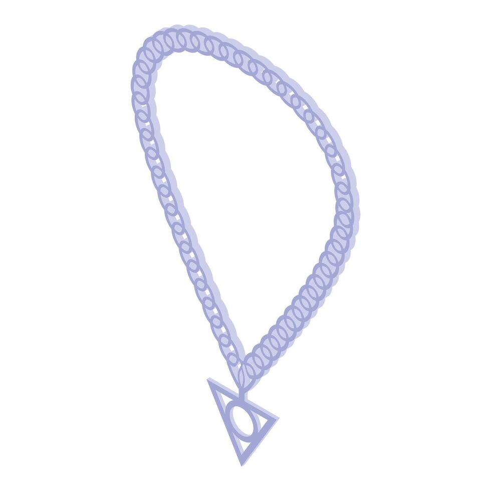 Purple chain necklace with a triangular pendant is isolated on a white background vector