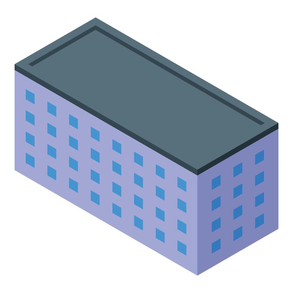 Large apartment building with many windows isometric icon vector