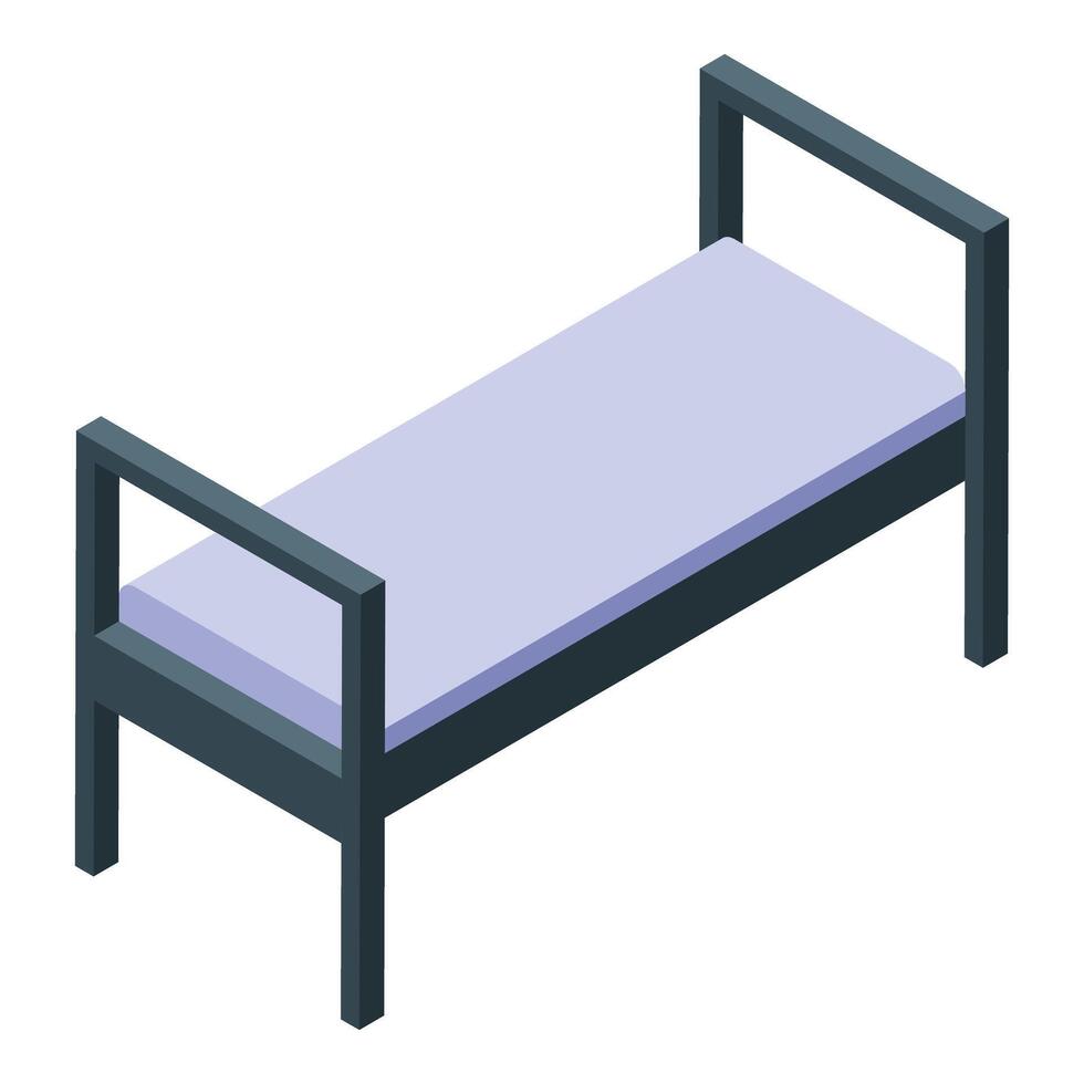 Metal frame bed with mattress isometric view vector