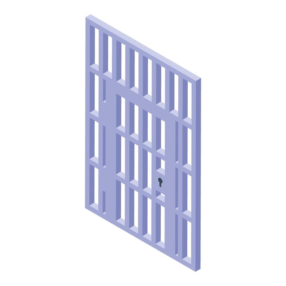 Closed prison bars with keyhole isometric 3d icon vector