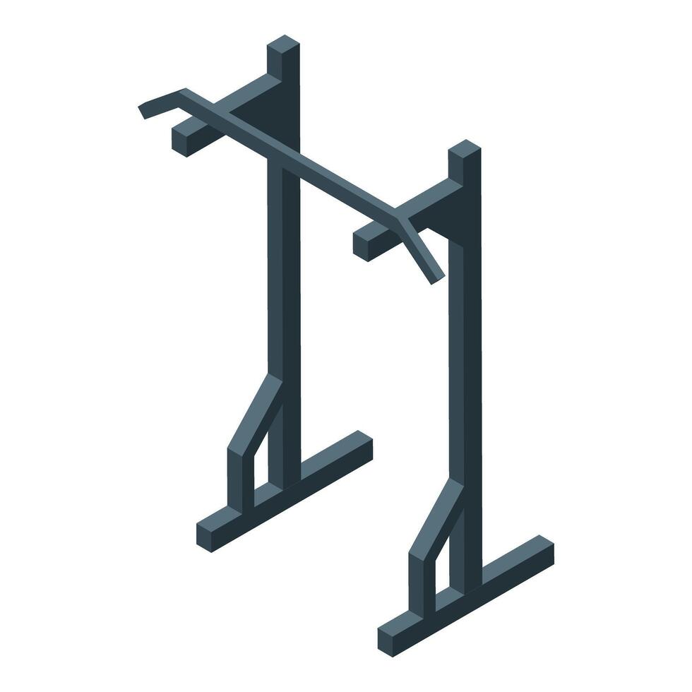 Pull up bar standing isometrically representing fitness equipment vector