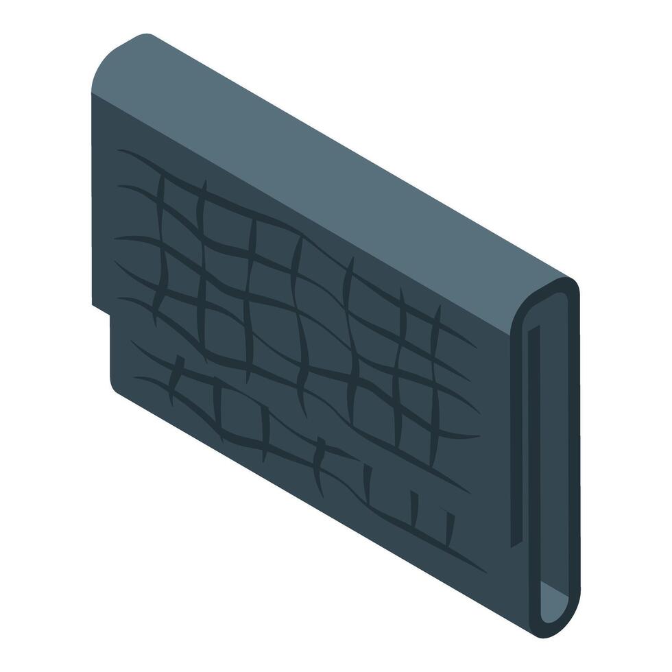 Black leather wallet with crocodile skin texture for businessman isometric icon vector