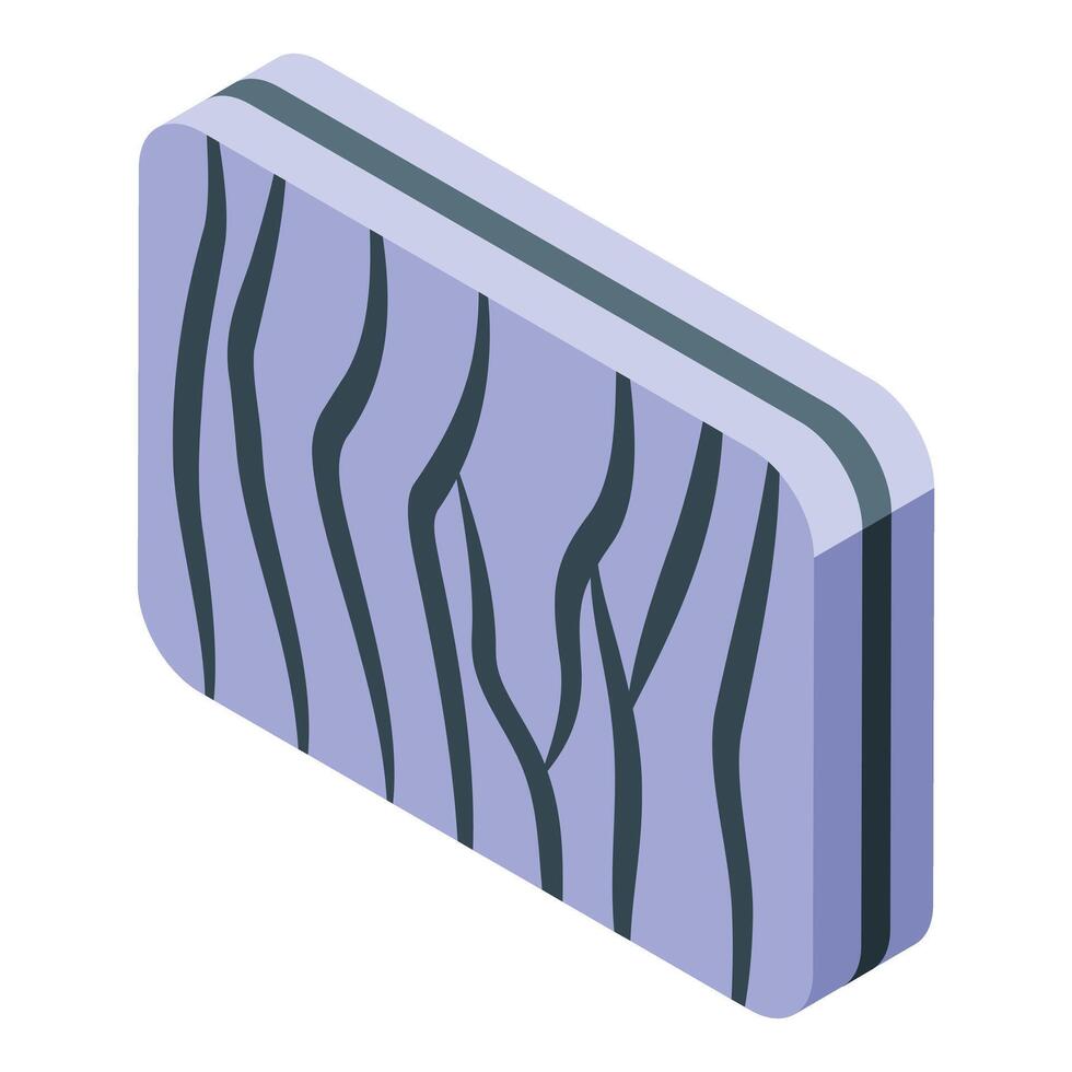 Fresh salmon fillet block showing fat lines isometric view vector