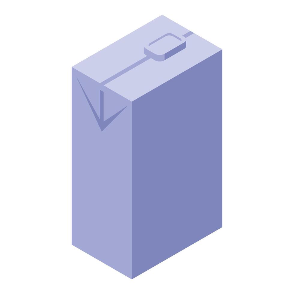 Closed light blue carton with drinking spout isometric view vector