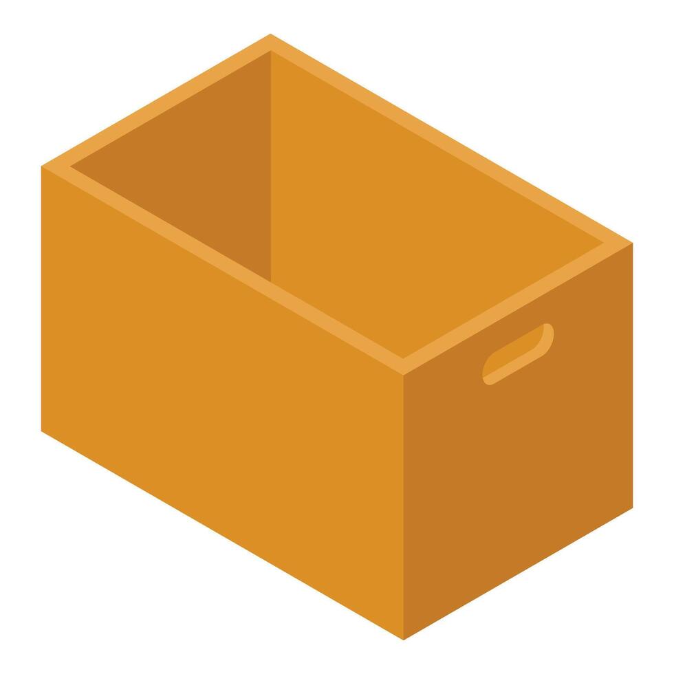 Empty open storage box isometric view vector