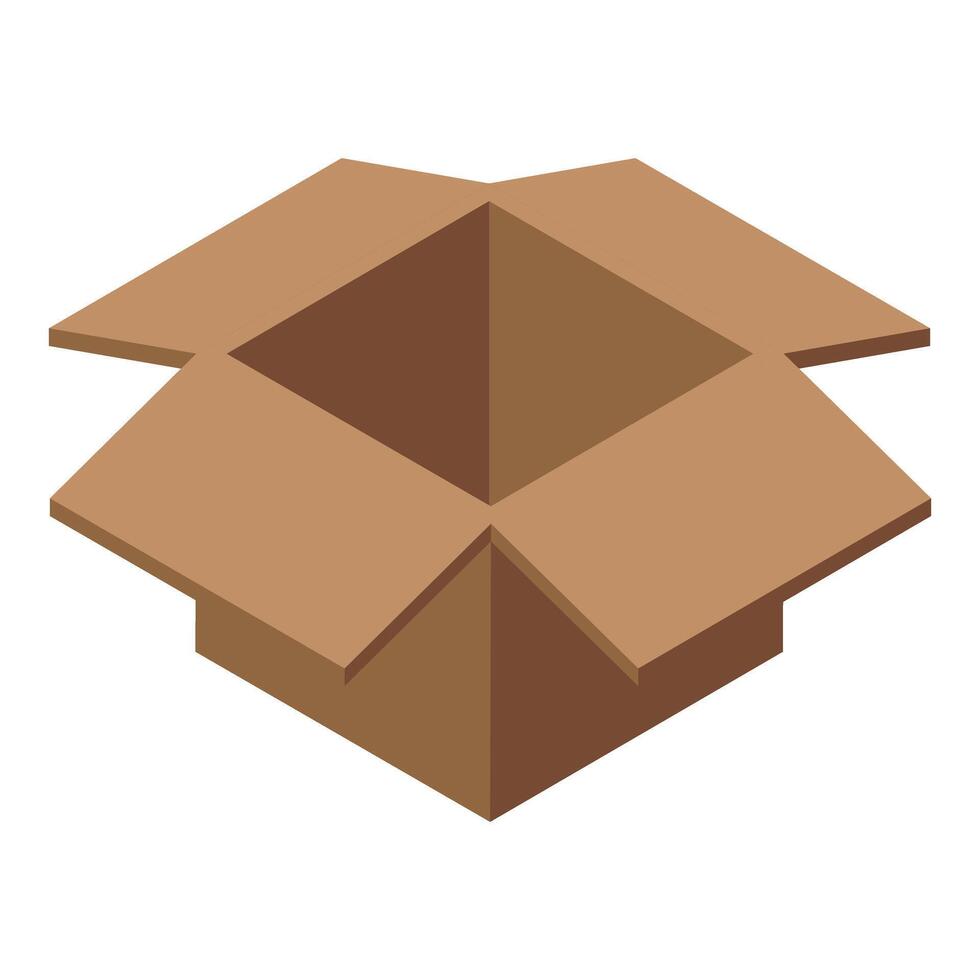 Open empty cardboard box isometric view vector