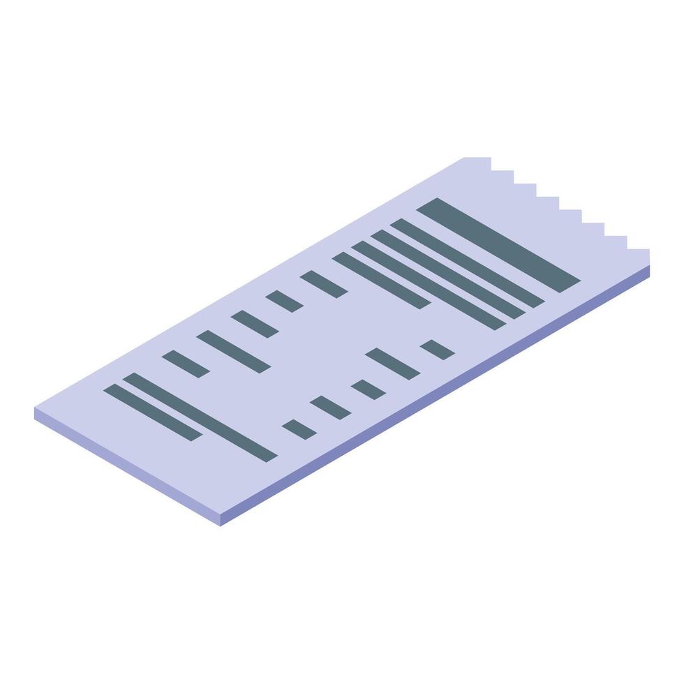 Isometric paper check showing payment proof vector