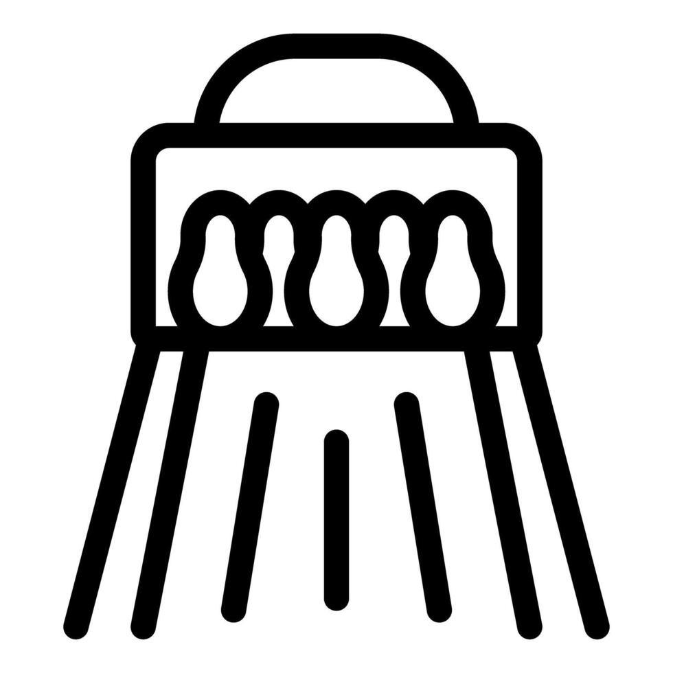 Bowling ball returning system launching bowling pins icon vector