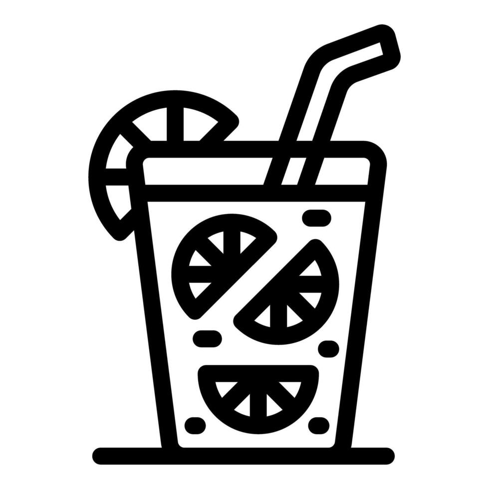 Refreshing summer cocktail with straw and lime slices icon vector
