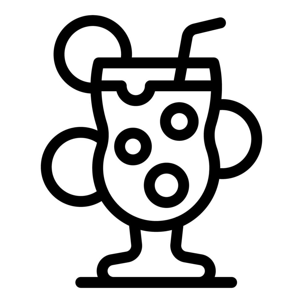 Cocktail glass with straw and bubbles showing a refreshing beverage vector